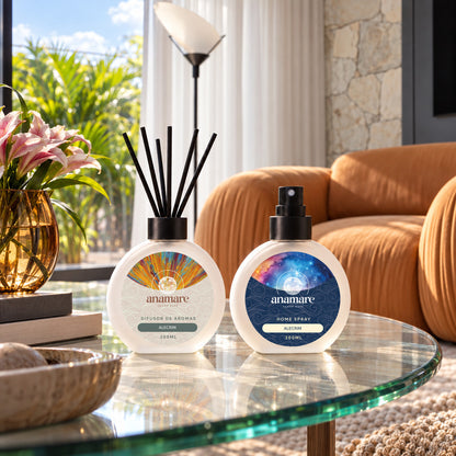Kit Difusor de Aromas e Home Spray 200 mL Anamare na fragrância Alecrim, em ambiente de sala