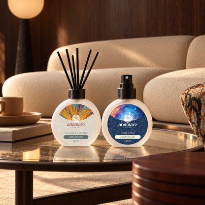 Kit Difusor de Aromas e Home Spray 200 mL Anamare na fragrância Limão Siciliano, em ambiente de sala
