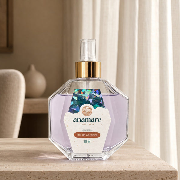 Home Spray Flor de Cerejeira 200 mL, frasco de vidro com válvula spray